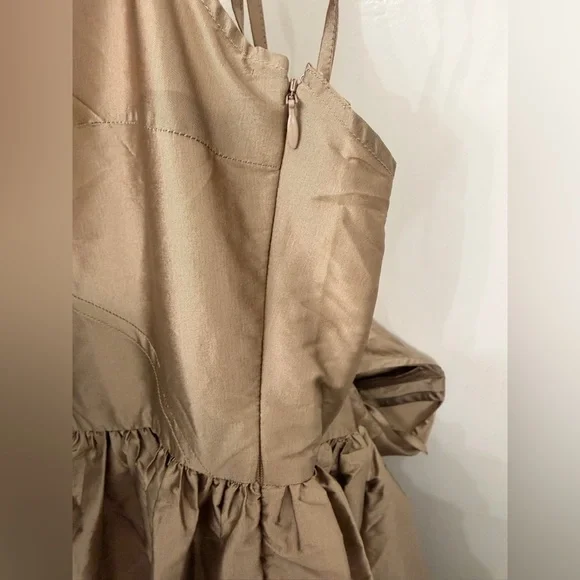 Bloni x Anthropologie Champagne Bronze Tiered V Neck Maxi Dress Size Small - Picture 7 of 9